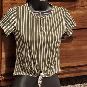 Hunter Green Striped Crop Top